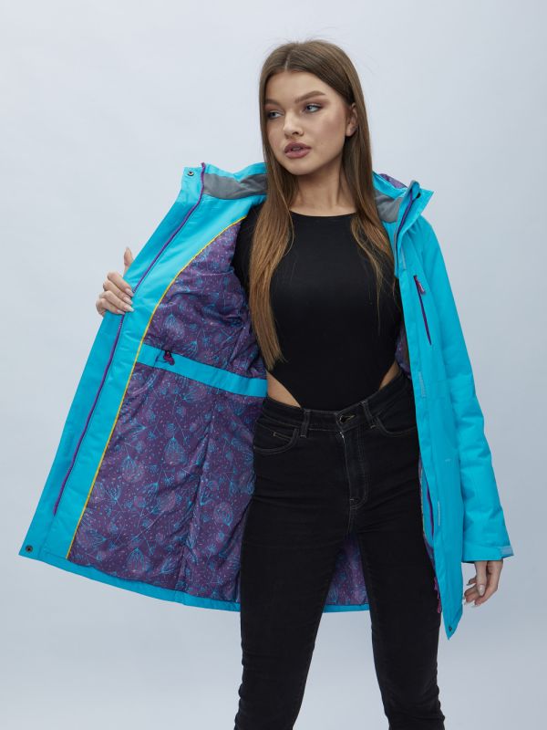 Women's blue hooded parka 551706S